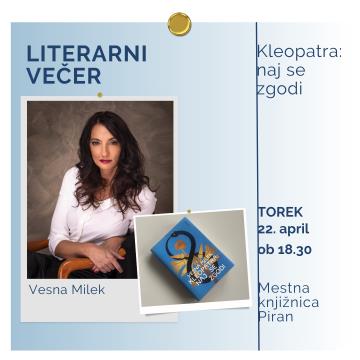 Literarni večer z Vesno Milek (FB in IG objava)